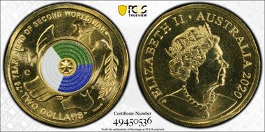 2020-C $2 75th Ann End of WWII Colorized MS69