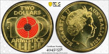 2018-C $2 Armistice Centenary Colorized MS69