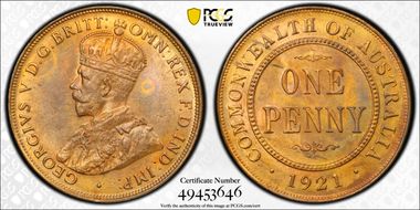 1921 1D Indian obverse MS64RB