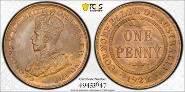 1922 1D English obverse MS64BN