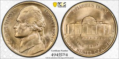 1939-D 5C Reverse of 1938 MS65