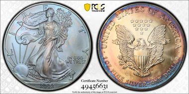 2002 $1 Silver Eagle MS68