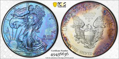 2011 $1 Silver Eagle 25th Anniversary MS66