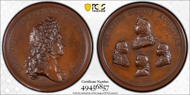 1693 AE Medal Betts-75, Louis XIV Felicitas MS63