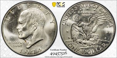 1974-S $1 Silver MS66