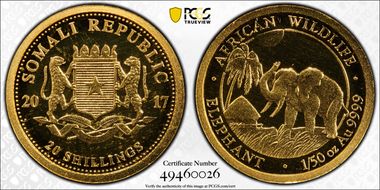 2017 20 S African Elephant Gold MS70