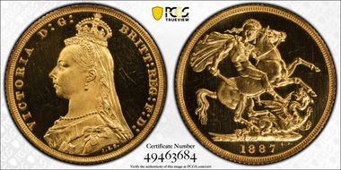 1887 Sov S-3866B 2nd Obv, 13 Pearls, Low JEB PR64+ CAM