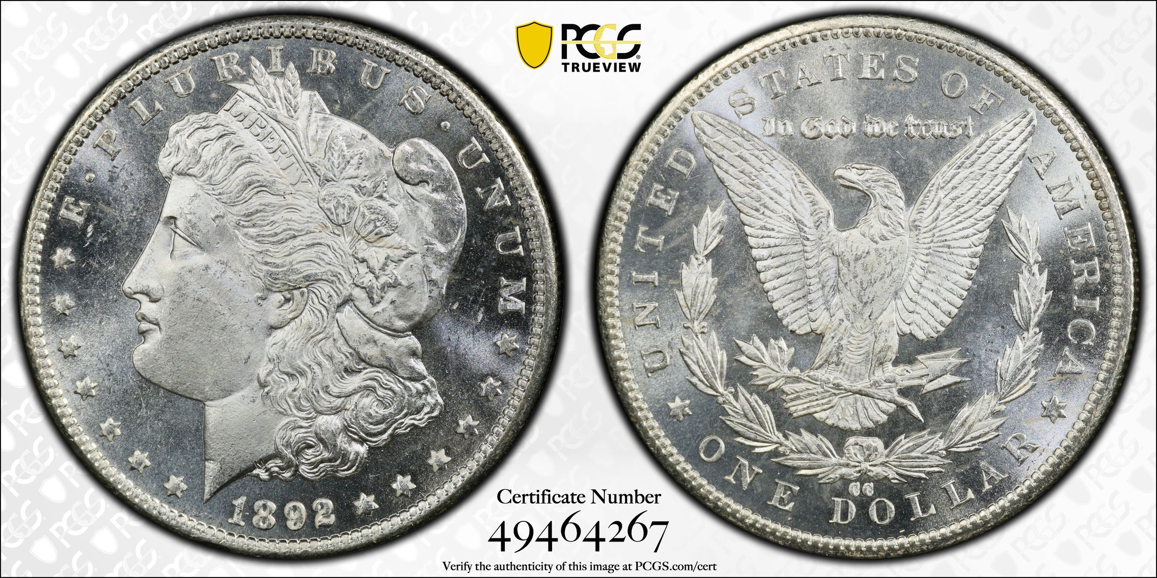 1892-CC $1 MS64PL PCGS