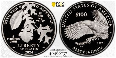 2024-W $100 Right to Assemble First Strike PR70DCAM