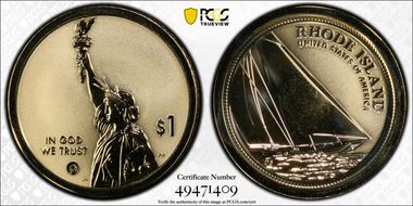 2022-S $1 American Innovation RI Rev PR Reliance Yacht First Strike PR69