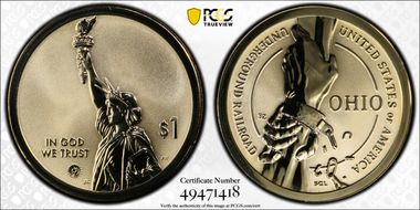 2023-S $1 American Innovation OH Rev PR Underground Railroad First Strike PR70