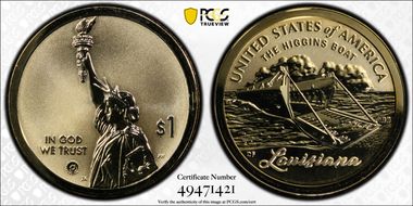 2023-S $1 American Innovation LA Rev PR The Higgins Boat First Strike PR70