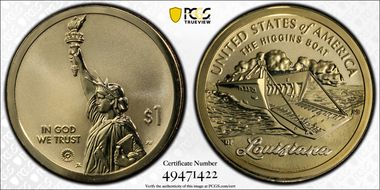2023-S $1 American Innovation LA Rev PR The Higgins Boat First Strike PR69
