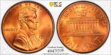 1995 1C Doubled Die Obverse MS67RD