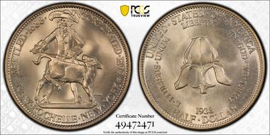 1938 50C New Rochelle MS67