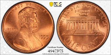 1995 1C Doubled Die Obverse MS69RD