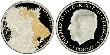 2024 £1 Una and the Lion 1oz Ag Selective Gilt PR70DCAM