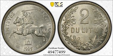 1925 2 Litu KM-77 Ag MS62