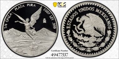 2007-Mo 1/4 oz Libertad Ag PR69DCAM