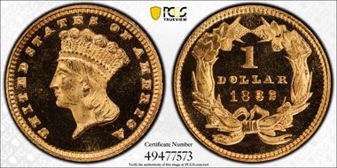 1882 G$1 PR67DCAM