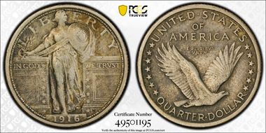 1916 25C Standing Liberty N1