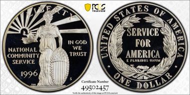 1996-S $1 Nat. Comm. Service PR69DCAM