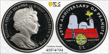 2010 $1 60th Ann. of Peanuts Colorized PR65DCAM
