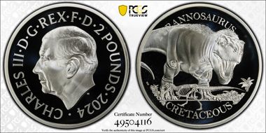 2024 £2 Tyrannosaurus Tales of the Earth PR69DCAM