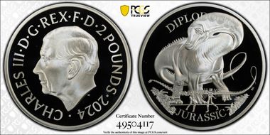 2024 £2 Diplodocus Tales of the Earth PR70DCAM