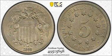 1868 5C AU58