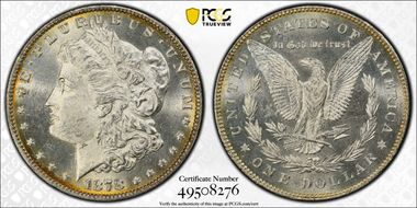 1878 7/8TF $1 VAM 41C, Clashed Obverse Weak 7/4 MS63+