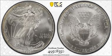 1995 $1 Silver Eagle MS66