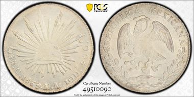 1869-Ca MM 8 R Ca46 M/ Inverted M MS62