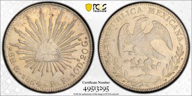 1854-Go PF 8 R Go38 MS63