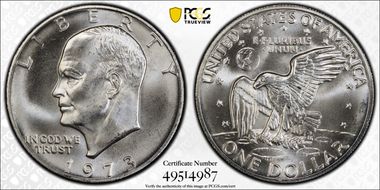 1973-S $1 Silver MS68