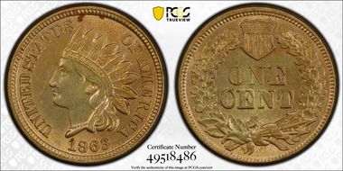 1863 1C MS63