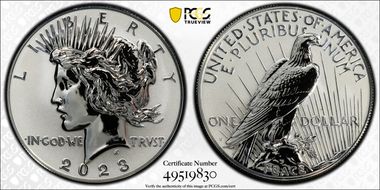 2023-S $1 Peace Dollar Rev PR Two-Coin Reverse Proof Set PR69