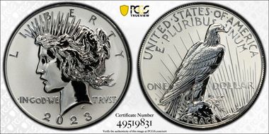 2023-S $1 Peace Dollar Rev PR Two-Coin Reverse Proof Set PR69