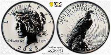 2023-S $1 Peace Dollar Rev PR Two-Coin Reverse Proof Set PR69