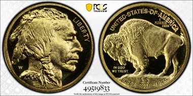 2008-W $5 American Buffalo .9999 Fine Gold PR70DCAM
