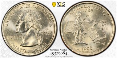 2000-D 25C Massachusetts MS67