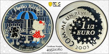 2005 € 1 1/2 Hello Kitty & Poodle - Cafe PR66DCAM