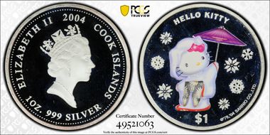 2004 $1 Hello Kitty 30th Ann. White Kimono PR64DCAM