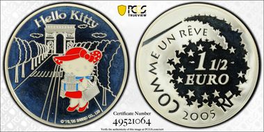 2005 € 1 1/2 Hello Kitty-Champs-Elyse PR67DCAM