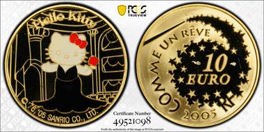 2005 € 10 Kitty at the Spectacle  Colorized PR69DCAM