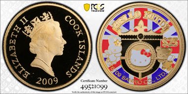 2009 $25 Hello Kitty Union Jack Colorized PR69DCAM