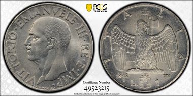 1942-R Lira Anno XX MS65