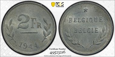 1944 2 Fr KM-133 Allied Occupation MS63