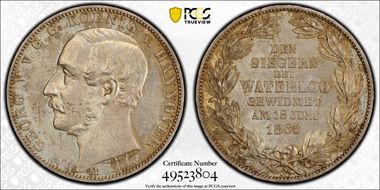 1865-B Thaler KM-241 Waterloo MS62