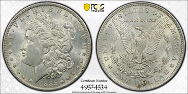 1885-O $1 AU58